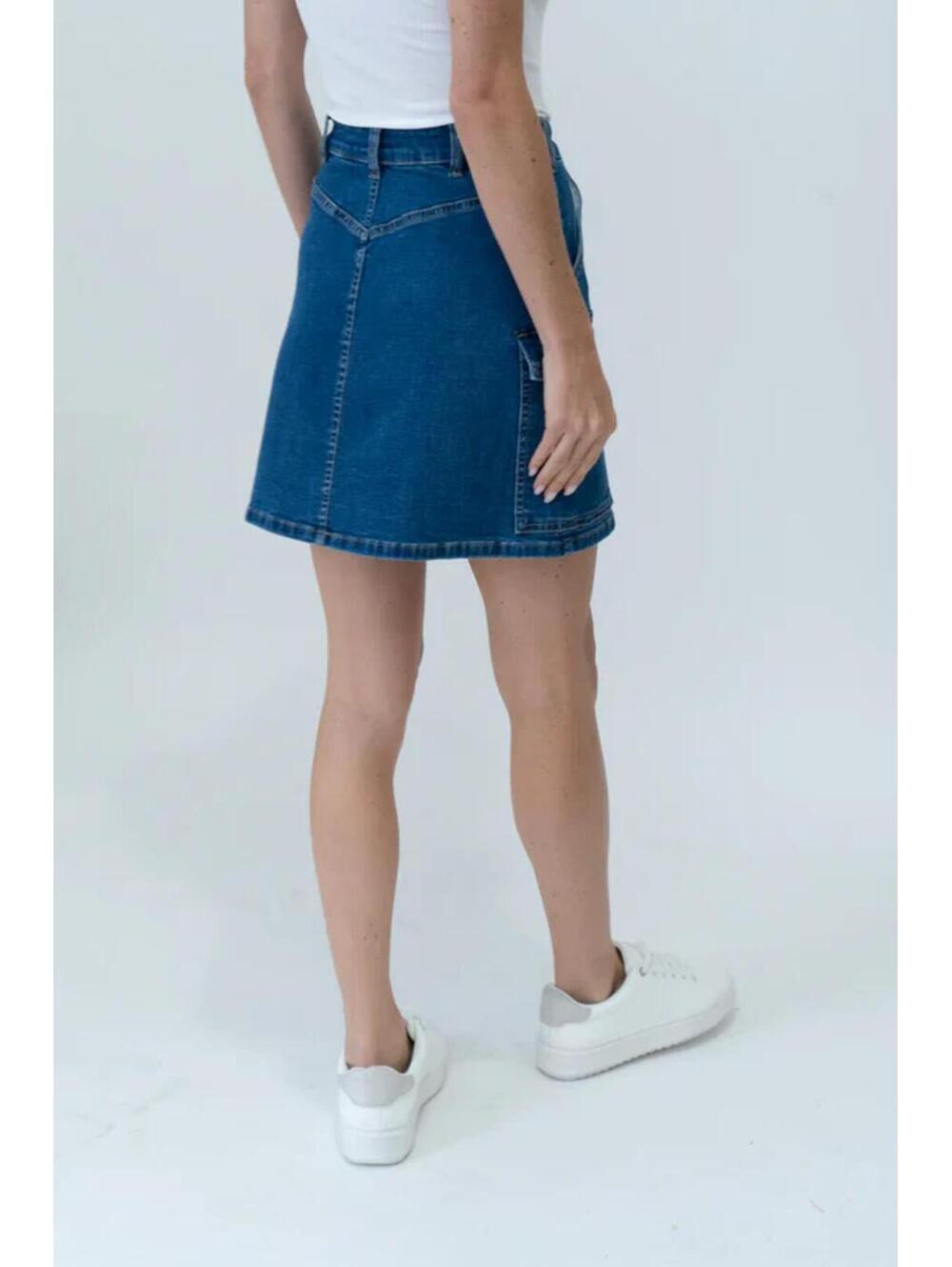 NWT Six Fifty Kyra Cargo Denim Mini Skirt Dark Wash Size Small - Picture 2 of 8